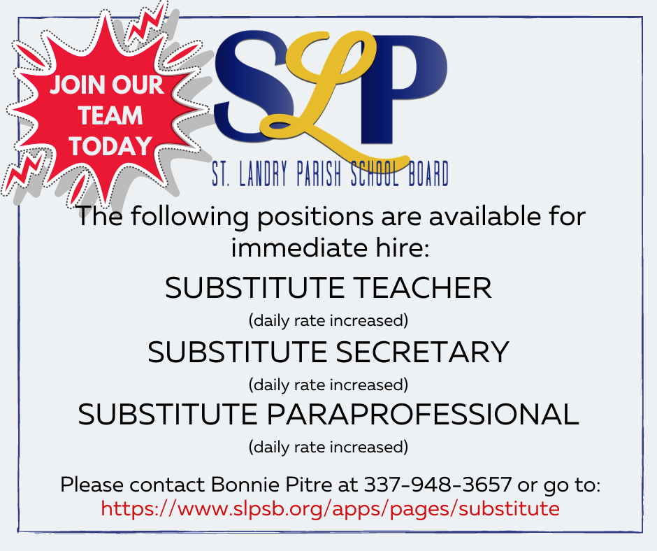 Join Our Team St. Landry Parish School Board