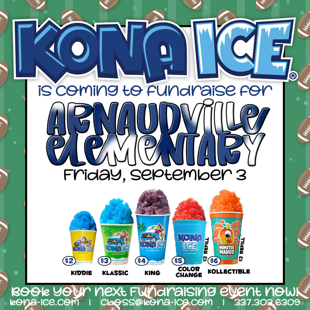 Kona Ice is coming! Arnaudville Middle School