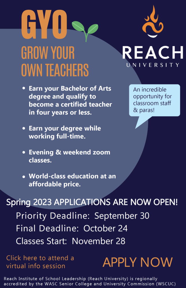 Reach University Now Accepting Applications Plaisance Middle School